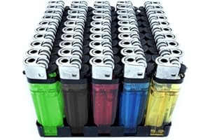 WOODSBRO 50 x Disposable Lighter Multipack Windproof with Adujstable Flame, Long Lasting, Realiable & Child Safe Pocket Lighter for Camping BBQ Kitchen and Candle (Assorted Color)