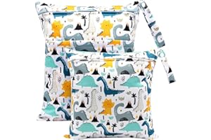 FenFang Wetbag, 2 PCS Borsa per Pannolini Impermeabile Riutilizzabile Lavabile Organizzatore Neonato Sacchetto del Pannolino con Doppia Cerniera per Viaggi Spiaggia Gym