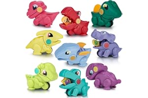 Crelloci 9PCS Dinosaur Cars Toys Push and Go Small Dino Truck Set Kids Play Vehicle for Toddlers Baby 1 2 3 4 Year Old Boys Girls