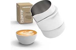 Subminimal FlowTip - Jarra sin manos | Jarra espumante de leche para estufa para café de estilo barista de primera calidad | Jarra para verter capuchino y café con leche con mango ergonómico