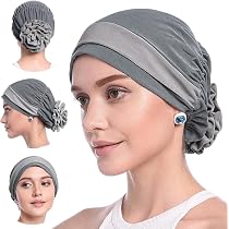 2-Piece Women's Chemo Headwear Set - Bamboo Ruffle Cap & Headband For Hair Loss | OEKO-TEX Certified, Soft & Breathable - View #3