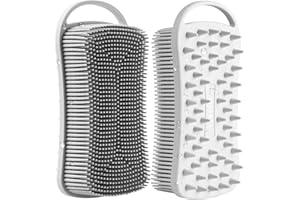 YEADMAL Dual-use Silicone Body Scrubber with Scalp Massage Shampoo Brush Exfoliating Bath Body Brush Gentle Silicone Shower Scrubber, Lather Well for Shower Gel/Soap/Body Wash (Gray)
