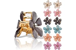 PAITOK Ensemble de mini pinces à cheveux en forme de fleur, pinces à cheveux antidérapantes pour filles femmes,quotidien,fête,mariage,accessoires de coiffure (12 pièces, mélange de couleurs)
