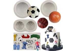 MYPRACS Juego de 4 moldes de silicona con diseño de fútbol para decoración de tartas, decoración de cupcakes, azúcar, caramelo, arcilla, chocolate, pasta de goma, MY441CK