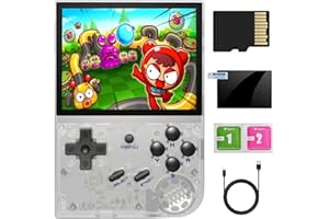 ANBERNIC RG35XX Handheld Spielkonsole , 3.5 Inch IPS Screen Linux System Built-in 64G TF Card Pre-Loaded 5474 Classic Games Support HDMI and TV Output (Transparent White)