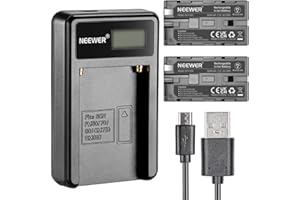 Neewer Micro USB Chargeur de Batterie + 2-Pack 2600mAh NP-F550 / 570/530 Batteries de Remplacement pour Sony Handycam, Neewer Nanguang CN-160, CN-216, CN-126 LED Lumière, Polaroid Sur-Caméra Torches Vidéo