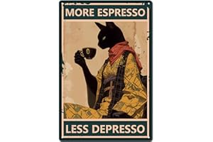 CREATCABIN Panneau en Étain Forme Chat Noir Affiche Métal Vintage Plaques Rétro Galerie Affichage Mural Design Artistique Décoration Murale Suspendre pour Magasin Café,Coin,Maison,Jardin,Cour 30x20cm