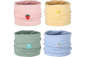 Fadcaer 4 Piezas Braga Cuello Niño Braga Cuello Niña Braga Cuello Bebe O-Ring Collar Bufanda de Algodón de Invierno Calentador de Cuello Pañuelos Suave Transpirablepara Otoño Invierno