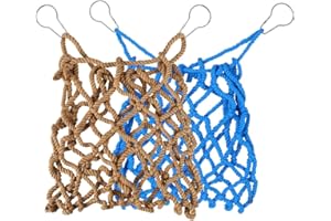 BDKMMS Rabbit Hay Feeder Bags, 2Pcs Guinea Pig Feeding Net Bags with Hooks Small Animal Feeder Mesh for Bunny Chinchilla Hamster Guinea Pig