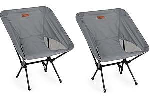 Rainberg Ultra Lightweight Camping Chair, Folding Chair, Camping Chairs for Adults, Foldable Garden Outdoor Picnic BBQ Chairs. (Pack of 2, Grey)
