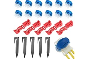 Yoirzit 22 pezzi connettori per cavo per robot tosaerba, 12 pezzi connettori elettrici per cavo per tosaerba impermeabili con 5 pezzi terminali di connessione, 5 pezzi chiodi a terra per automatica