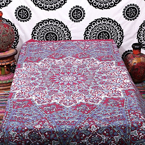 Handicrunch Twin Bed Dorm Decor, Psychedelic Tapestry, Zon en Maan Tapestry, ster Mandala Wandtapijten, Twin Hippie Star Wandtapijten, Gooi Bedspread - 3