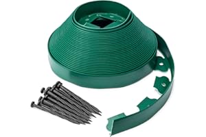 MOOWY Lawn Edging Border Green - 20 m x 4,5 cm (66 ft x 2") Black Flexible Garden Lawn Border with 30 Securing Pegs, No Dig Wall for Lawns, Pavement and Flower Bed