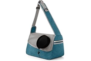 FLOVIPPET Bandolera para Perro Transportín, Portabebés Ajustable con Manos Libres para Perros, Bolsa de Viaje para Pequeño Perros Gatos Mascotas, Lavable a Máquina (Azur)