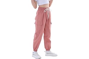 Rolanko Pantalones Hip Hop para Niñas, Pantalones Cargo Elásticos para Niños Jogger para Streetwear y Danza