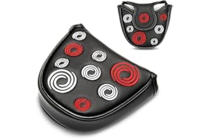 TLIDFGEO Black Putter Head Covers,Mallet Putter Headcover, With Circle Embroidery Premium Magnetic Closure Half Round For Golf Headcover Magnetic Applies for Odyssey Putter Covers