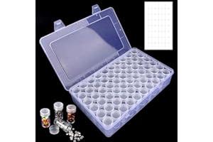 NSWAYY Diamond Painting Aufbewahrungsbox, 1 Packung 60 Gläser Diamond Painting Zubehör Boxen mit 64 Etiketten Kunst Aufbewahrung Behälter Diamant Malerei Zubehör DIY Basteln Schmuck Strass Perlen Nägel Box