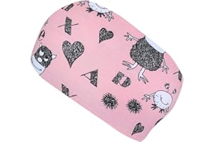 ‎WOLLHUHN Wollhuhn ÖKO Kinder/Jungen/Mädchen Cooles Elastisches Stirnband/Haarband Bequem Zweilagig Jersey Viele Motive (Buchstaben/Monster Rosa)