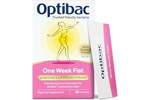 Optibac Probiotics One Week Flat - Vegan Digestive Probiotic Supplement Suitable for Bloating with 5 Billion Bacterial Cultures - 4 Week Supply - 28 Powder sachets