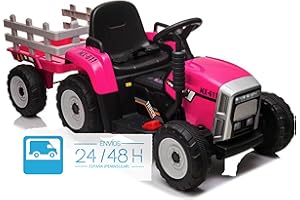 BC BABY COCHES BABYCOCHES - Tractor eléctrico para niños con Batería 12V / Coches eléctricos para niños con Mando Control Remoto, Equipo de Sonido Mediante Bluetooth, Tractor con Remolque Desmontable para niños.