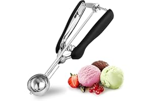 ‎TJ POP Eisportionierer Edelstahl 3,5 cm, TJ POP Eislöffel Portionierer 15ml mit Auslöser und Komfortablem Griff Für Eiscremekugel, Backen, Melonenkugel