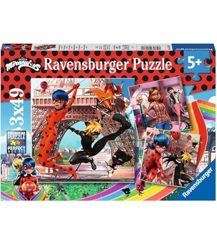 Clementoni Supercolor - 3 Puzzle Da 48 Pezzi Per Bambini - Miraculous - 5 Anni - Made In Italy - 5