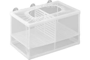 Pawfly Fish Tank Breeder Net Aquarium Fish Breeder Box with Nylon Mesh & Suction Cups Separation Net Large Isolation Fish Fry Hatchery Incubator Hatching Box for Shrimp Betta