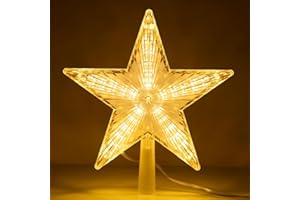 SUNSHINE SMILE Estrella de Navidad para la Punta del Árbol,Adornos para Copa del Árbol con Luces Cadena Led Brillantes,Decoración de Estrella Navidad,Topper de Árbol de Navidad,Estrella Navideña para Arbol