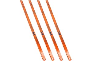 ANWANGDA 4 lame per seghetto metallico, 300 mm, 24 tpi, lame per sega a mano universali ad alte prestazioni in lega di acciaio per legno, metallo, plastica (arancione)