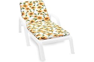 EMMEVI Cojín de tumbona suave Girasoles para asiento de tumbona plegable, modelo LIMA dis.34A blanco
