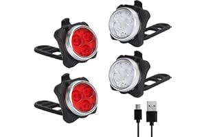 YARRIE LED Licht 4-teiliges Set USB Aufladbar, Helles Licht, Kompakt und Wasserdicht, Langlebiger 650mAh Akku, LED Lampe Set für Außenbereich, kann auch als Kinderwagen Licht/Helm Licht（4 Stück）