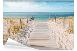 decomonkey - Papier Peint Panoramique Plage Mer 350x256 cm - Décoration murale moderne – Tapisserie décorative pour chambre salon - Mer paysage plage eau