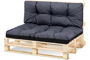 Amazinggirl Cojines para palets Exterior 80 x 120 cm - Cojín por Palet o Cojin jardín por Banco terraza balcón y Patio Almohada para Asiento en Jardin Grafito