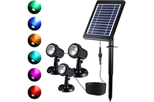 ALLOMN Luci per Laghetti Solari, Faretti da Immersione per Esterni Luci Subacquee Regolabili Cambiamenti di Colore RGB, Quattro Modalità di Illuminazione, Impermeabilità IP68, Auto Sopra/via
