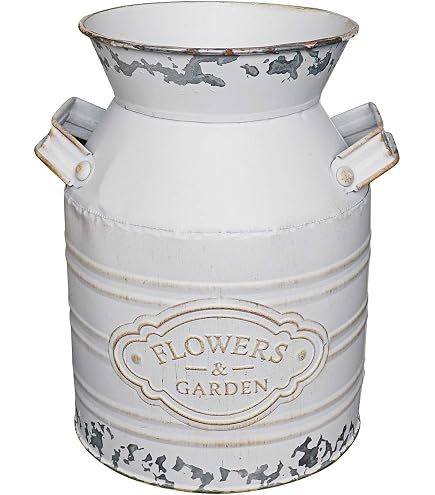 Rustikale Metallvase Im Shabby-Chic-Stil – Roter Eimer Mit Seil Für Getrocknete Blumen & Deko