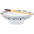 Silver Buffalo Star Wars Japanese Art Featuring Darth Vader, Yoda, Chewbacca, Death Star, and Stormtrooper Ceramic Ramen Noodle Rice Bowl with Chopsticks, Microwave Safe, 30 Ounces