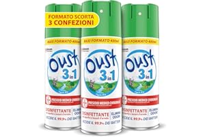 OUST 3in1 Spray Elimina Odori Disinfettante - 3 Confezioni da 400ml