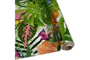 DéVa Tovaglia cerata, motivo farfalle bianche, larghezza 1,4 m (merce al metro), in PVC, per esterni e interni