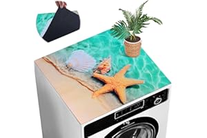 NUYOAH Waschmaschinenauflage Waschmaschinenbezug 60x60 cm Waschmaschinenabdeckung Staubschutz Rutschfest Waschmaschine Bezug Abdeckung Küchen Abwaschbar Zuschneidbare (Seestern)