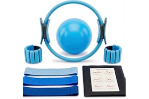 GENERIC Pilates Equipment - Magic Circle Ring, Pilates Ball, Ankle/Wrist Weights and Resistance Bands Set Accessories for Exercise, Gym, Yoga, Home and Travel Full Body Workout Kit Women and Men