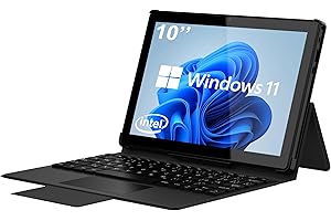 Tibuta Windows 11 Tablet with Case, Intel Celeron N4100 Quad Core Processor, 6GB RAM 128GB ROM, Detachable Keyboard, 1280x800 IPS, 5MP+2MP Camera,WiFi, Bluetooth, Portable (Deutsche Tastatur)