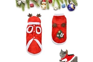 COMIOKE Kostium Psa z Czapką Bożonarodzeniową, Kostium Bożonarodzeniowy dla Kotów, Świąteczny Strój dla Kota (M)