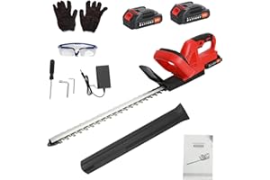 Shienfir Cordless Hedge Trimmer, 21V Electric Hedge Trimmer 15mm Tooth Spacing 800W Electric Cordless Hedge Cutter Grass Shear with 2 Batteries 1 Charger for Lawn and Garden