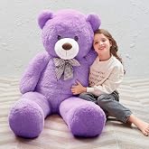Peluş 120 cm Papyonlu Sevimli Ayı - Sevgiliye &Ouml;zel Hediye Lila