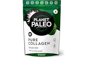 PLANET PALEO Pure Collagen Powder (30 Servings, 225g) | for Healthy Skin, Joints, and Gut Health | Grass Fed, Non-GMO and Gluten-Free Bovine Collagen