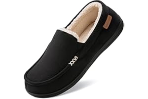 VeraCosy Men's Comfy Suede Memory Foam Moccasin Slippers Warm Sherpa Lining House Shoes with Anti-Skid Rubber Sole