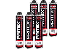 PRITEX – Brunnenschaum 6 x 750 ml zur Montage von Brunnenschachtringen & Rohrelementen – Pistolenschaum mit sehr guter Haftung & hoher Beständigkeit – Bauschaum für Montagepistole