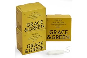 GRACE AND GREEN Grace & Green 45 Non-Applicator Tampons - Super Plus Size | Eco-Friendly Period Products | Biodegradable Packaging | B-Corp Certified | Safe & Sustainable | 3 x 15 Pack | No Dye, Bleach or Fragrance