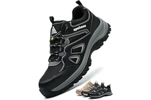 SPSHOOS Arbeitsschuhe Herren S1P Sicherheitsschuhe Damen Leicht ESD Stahlkappenschuhe Küche rutschfest Atmungsaktiv Sportlich