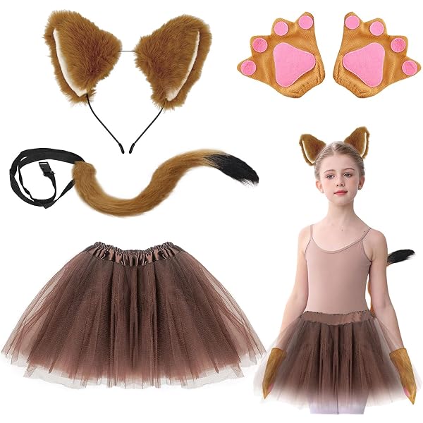Déguisement Renard 3 Pièces SAIIURV - Oreilles, Queue Réglable Et Stickers Visage, Pour Enfants Et Adultes